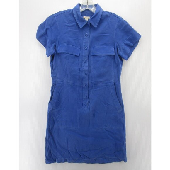 J Crew Dress 2 Button Up Shirt Utility Flap Pockets Work Canvas Field - Picture 1 of 10